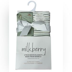 NWT Milkberry Rayon Bamboo Blankets, 2 Pack, Green Theme